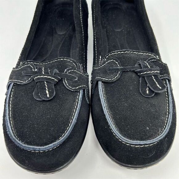 Osslue Women's Black Suede Slip-On Penny Loafers Size 8 Cushioned Insole Tassel - Picture 5 of 14